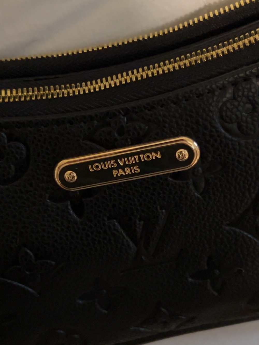 Louis Vuitton Black Monogram Empreinte Shoulder Bag with Gold Chain - Picture 2 of 3
